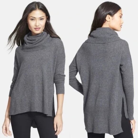 DVF Cowl Neck Cashmere Pullover Women's XS Gray Oversized Soft Cozy Quiet Luxury - Picture 1 of 13